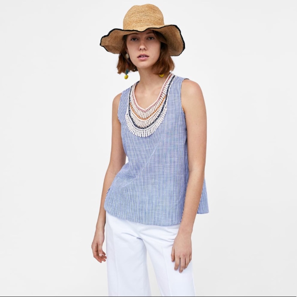Zara striped top with bid detail. Excellent condit